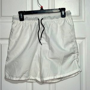 White 5” swim shorts